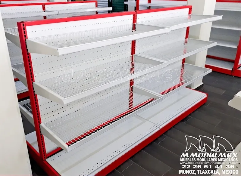 Góndolas metálicas rojas